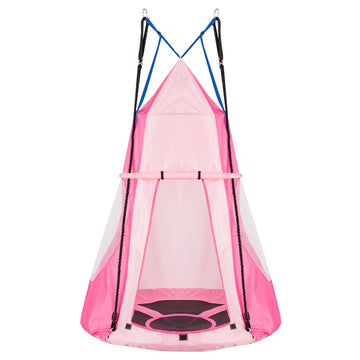 2-in-1 40インチ 子供用ハンギングチェア 取り外し可能なスイングテント